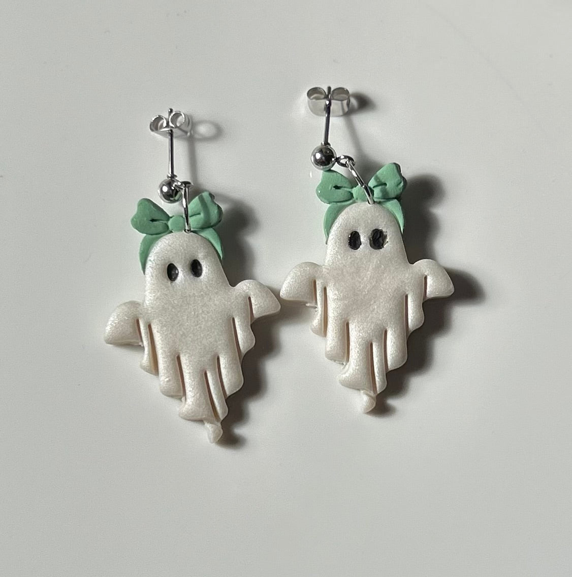 Boo & Bow: Mint Bow Ghost Earrings