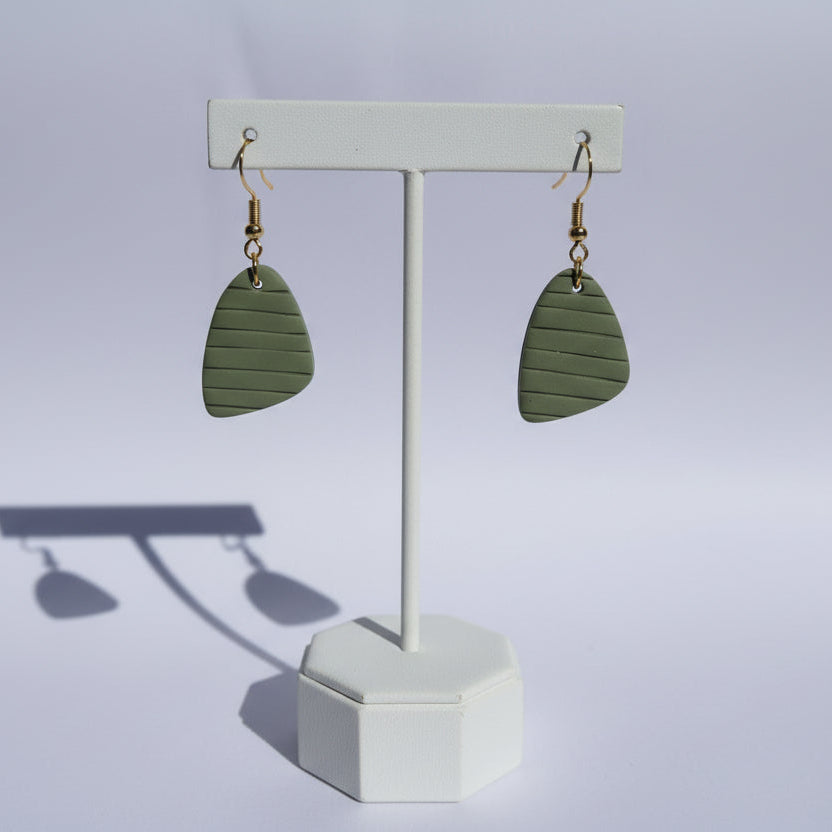 Green Dangle Earrings – Handmade Polymer Clay Jewelry