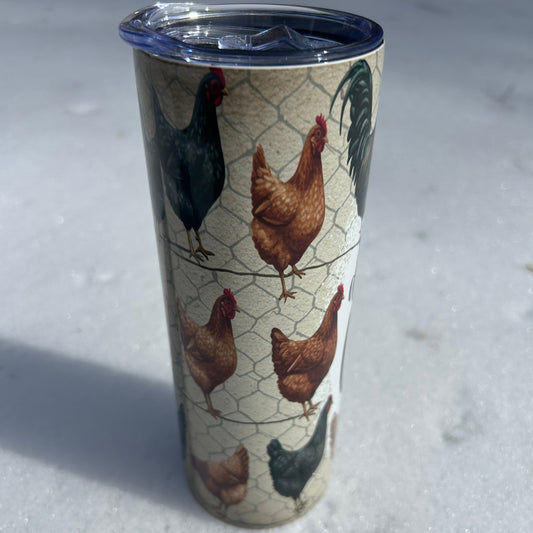 Easily Distracted by Chickens Tumbler Cup – Funny Chicken Stainless Steel Insulated Drinkware