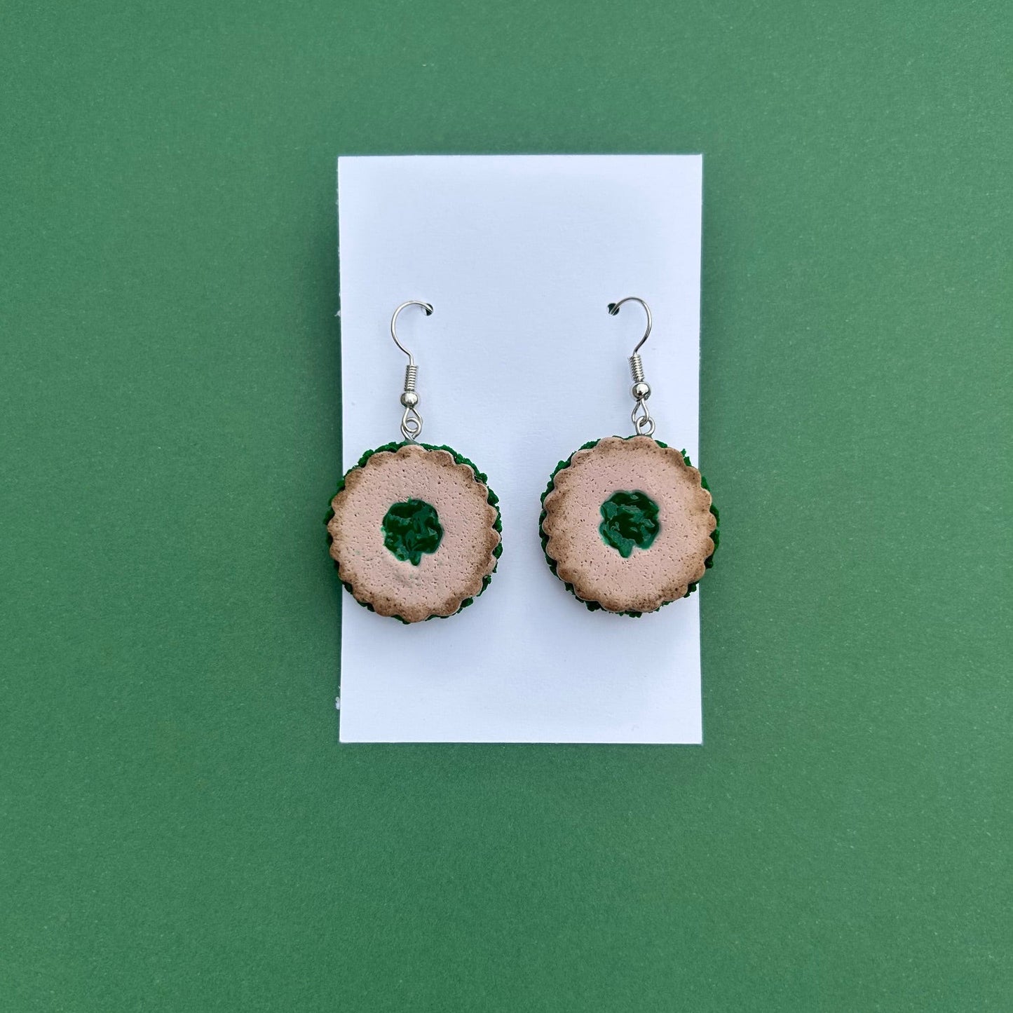 St. Patrick's Day Jam Cookie Earrings - Handmade Clover Polymer Clay Jewelry