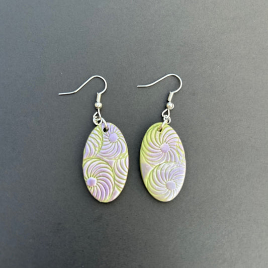 Pastel Spiral Statement Earrings - Handmade Polymer Clay Jewelry