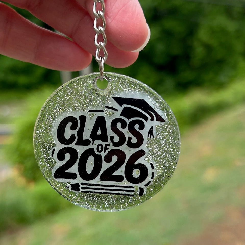 Glitter Resin Graduation Keychain