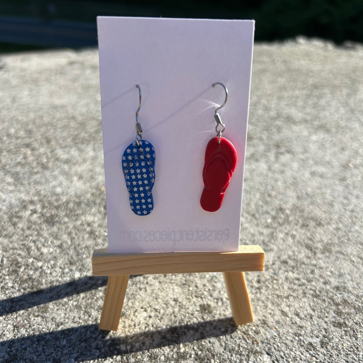Patriotic Flip Flop Earrings – Handmade Polymer Clay