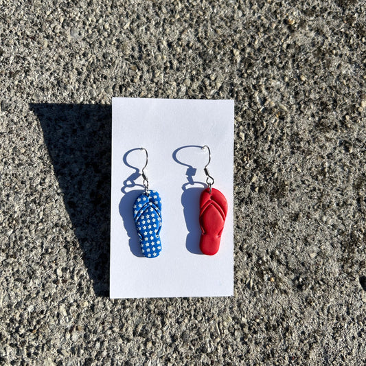 Patriotic Flip Flop Earrings – Handmade Polymer Clay