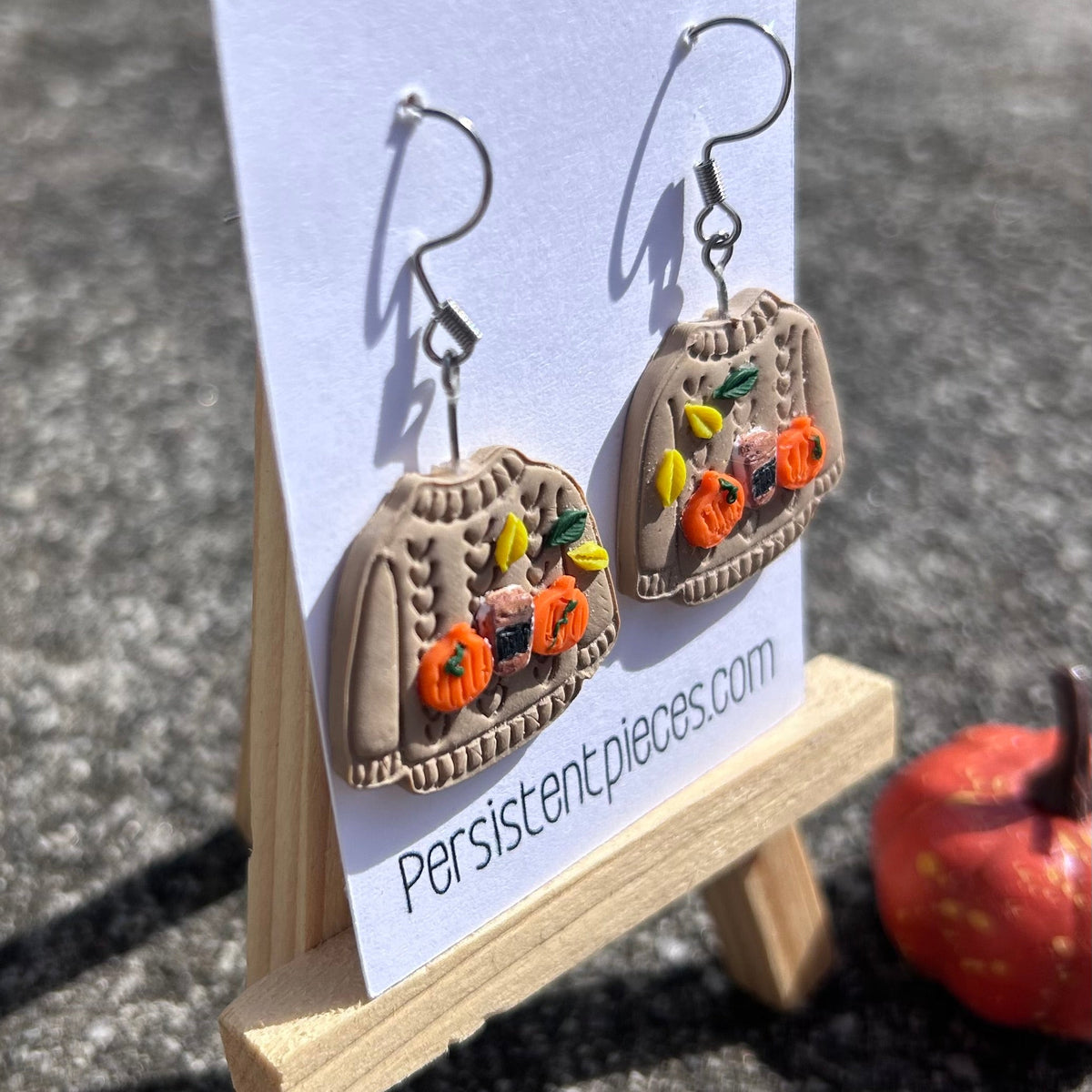Pumpkin Spice Sweater Dangle Earrings