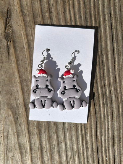 Hippo Holiday Earrings
