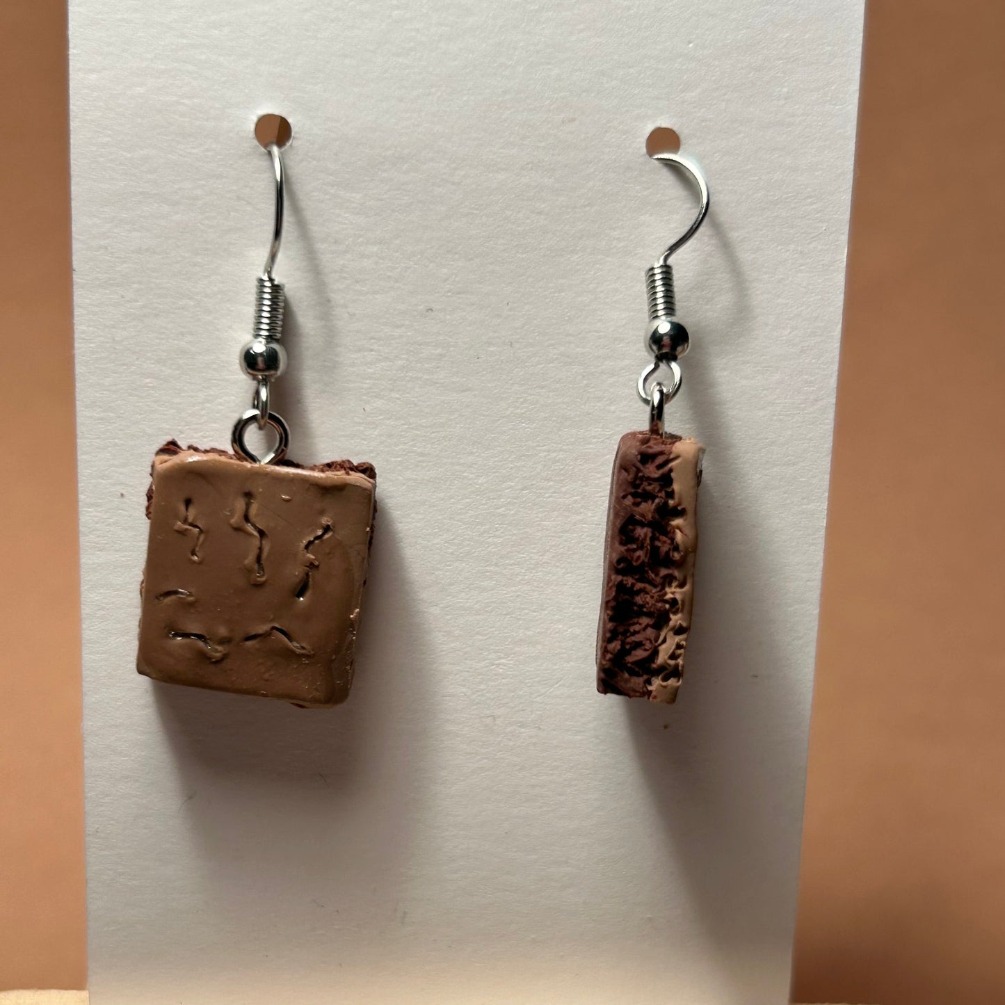 Miniature Brownie Earrings – Realistic Sweet Treat Accessories