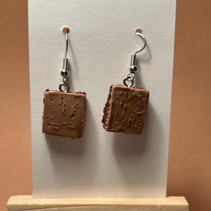 Miniature Brownie Earrings – Realistic Sweet Treat Accessories