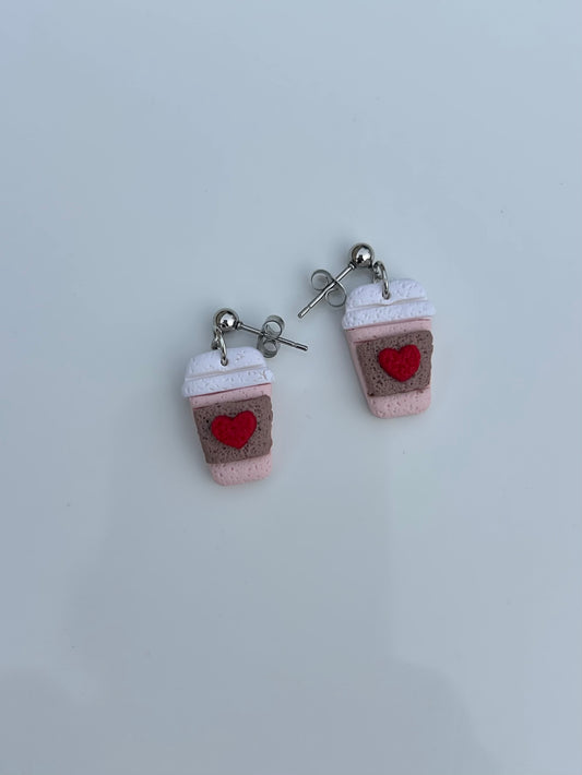 Latte Cup Polymer Clay Earrings – Handmade Coffee Lover Jewelry
