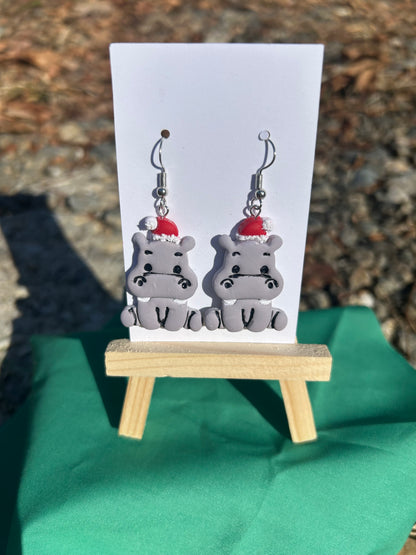 Hippo Holiday Earrings