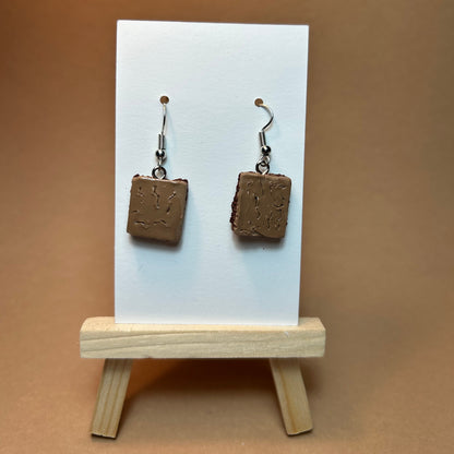 Miniature Brownie Earrings – Realistic Sweet Treat Accessories