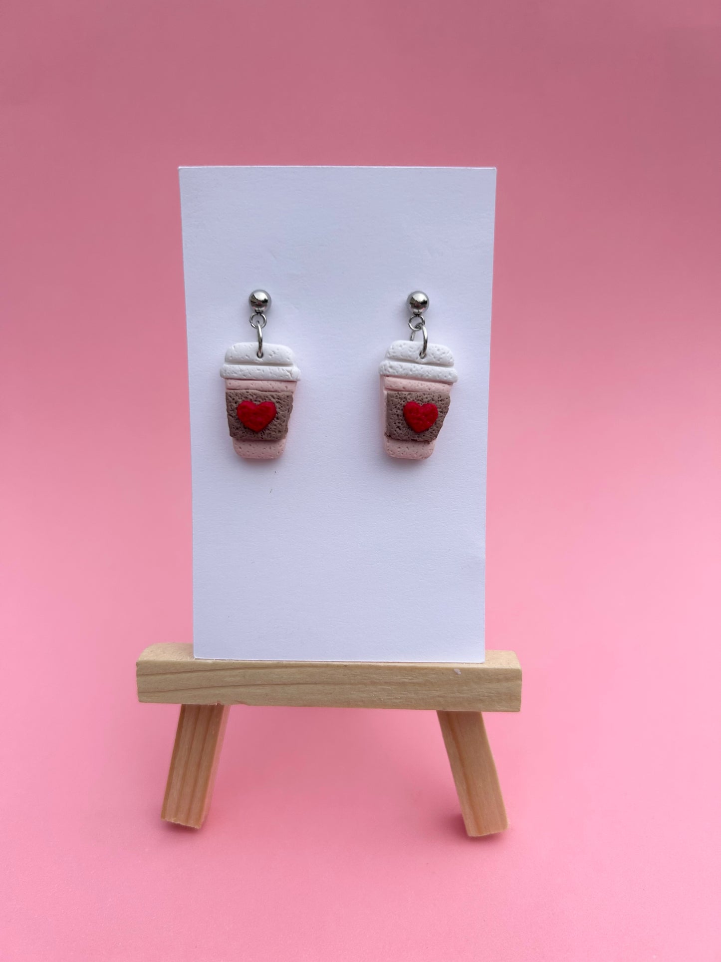 Latte Cup Polymer Clay Earrings – Handmade Coffee Lover Jewelry