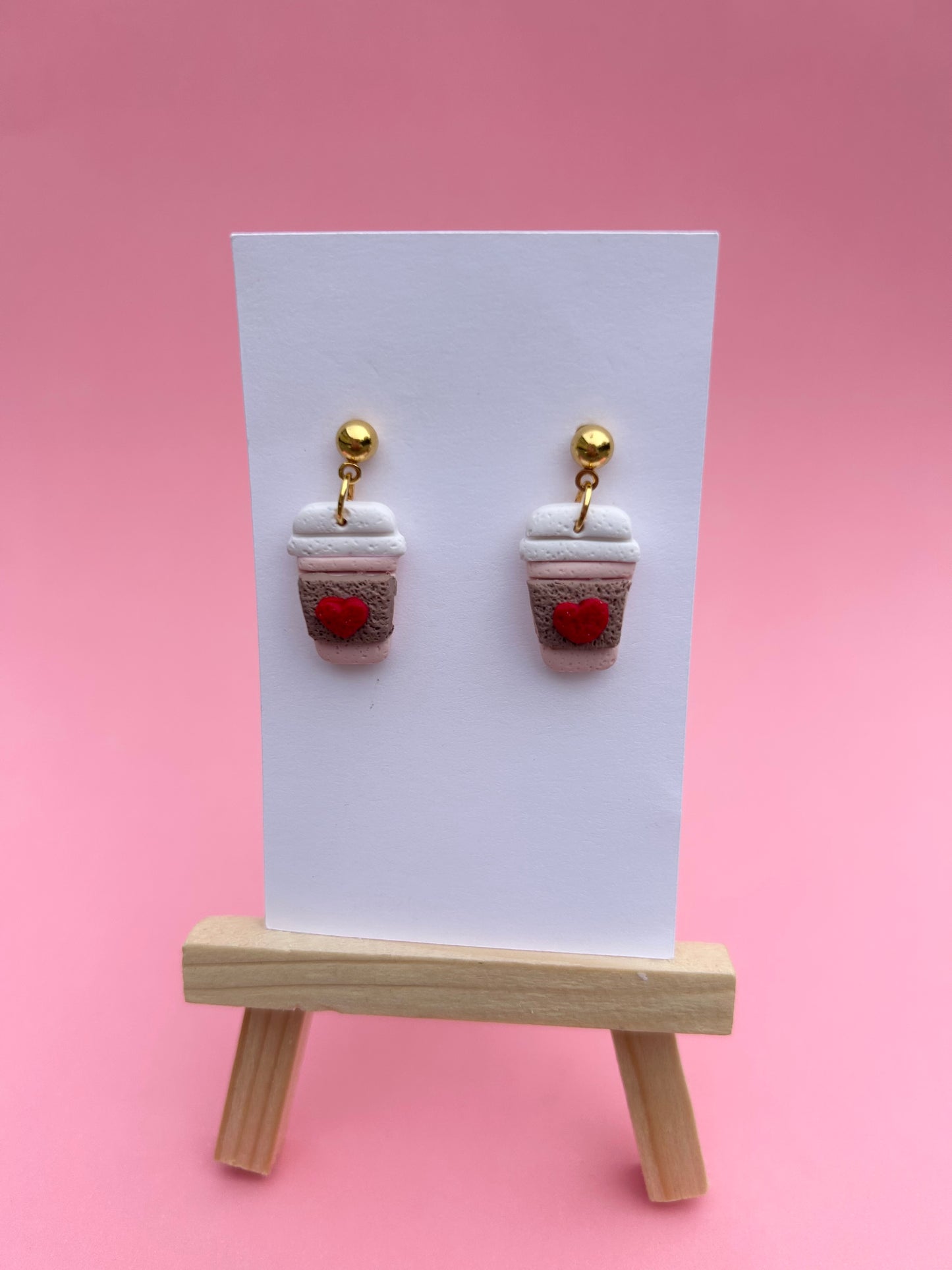 Latte Cup Polymer Clay Earrings – Handmade Coffee Lover Jewelry