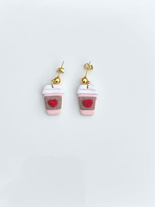 Latte Cup Polymer Clay Earrings – Handmade Coffee Lover Jewelry