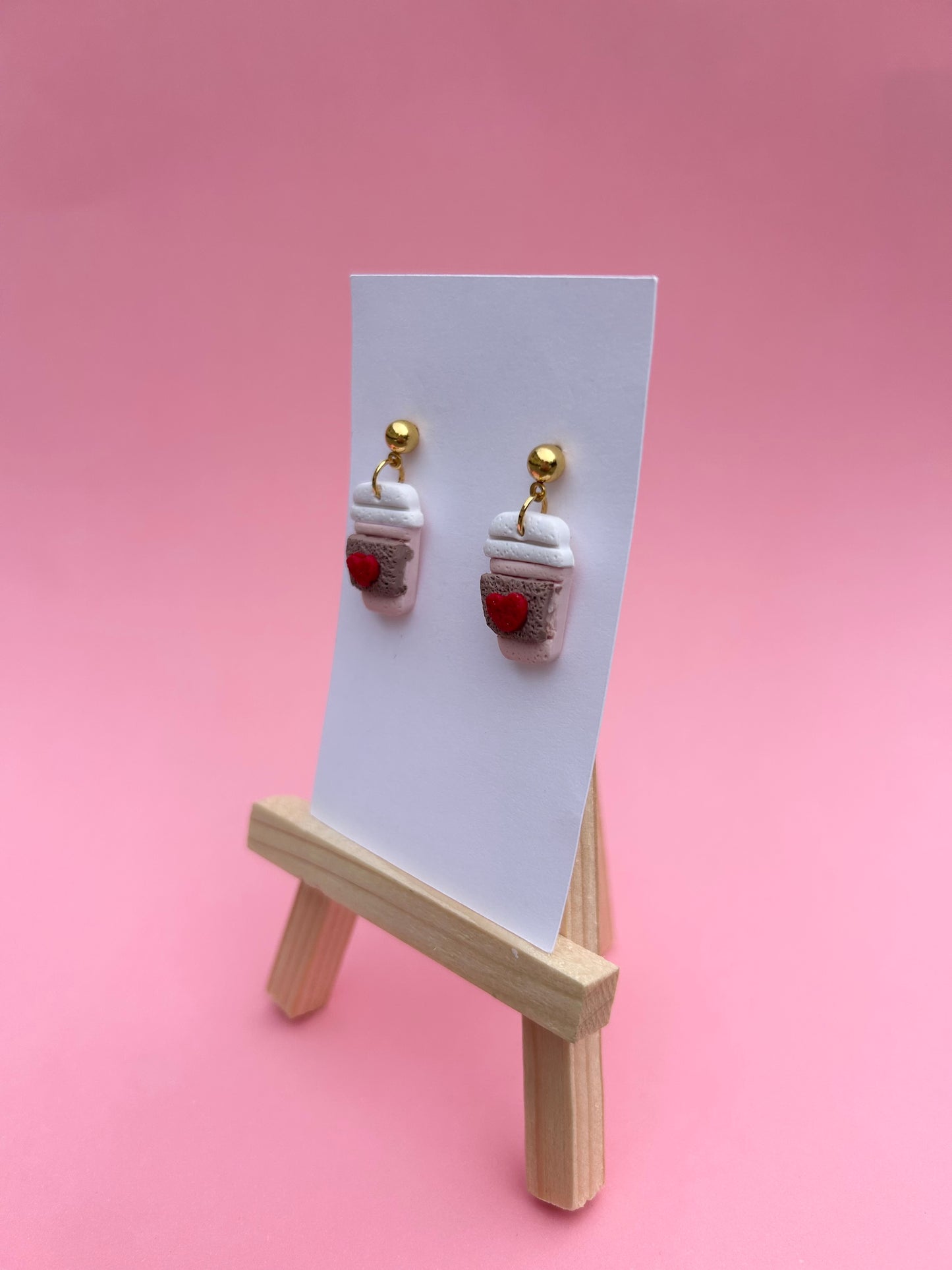 Latte Cup Polymer Clay Earrings – Handmade Coffee Lover Jewelry