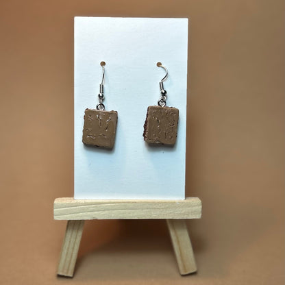 Miniature Brownie Earrings – Realistic Sweet Treat Accessories