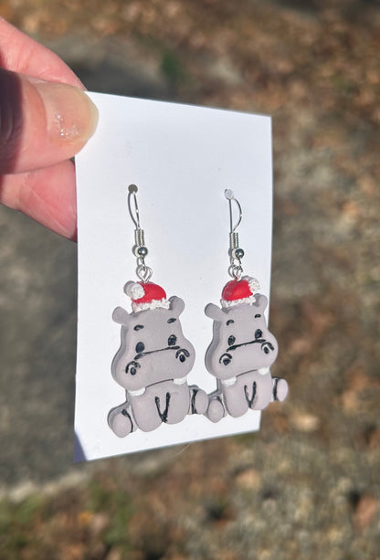 Hippo Holiday Earrings