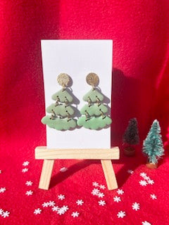 Ombre 3-Section Christmas Tree Dangle Earrings
