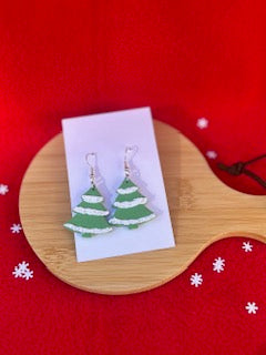 Snowy Christmas Tree Earrings