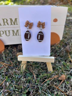 Bow & Football Earrings