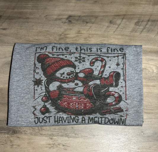 Raglan Snowman Shirt – “I’m Fine, This Is Fine” Melt-Down