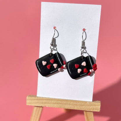 Mason Jar Polymer Clay Earrings | Handmade Heart Earrings