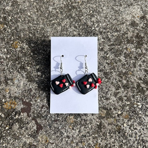 Mason Jar Polymer Clay Earrings | Handmade Heart Earrings