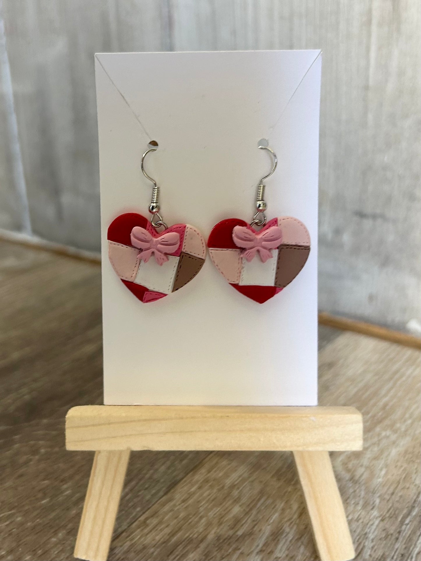 Patchwork Heart Earrings – Handmade Boho Statement Earrings, Colorful Heart Jewelry