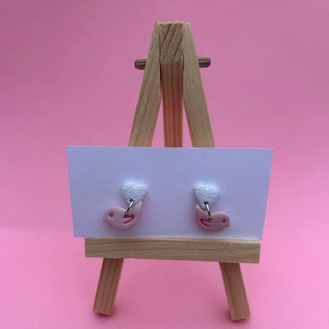 Heart with Love Bird Dangle Earrings – Romantic Jewelry Gift for Her