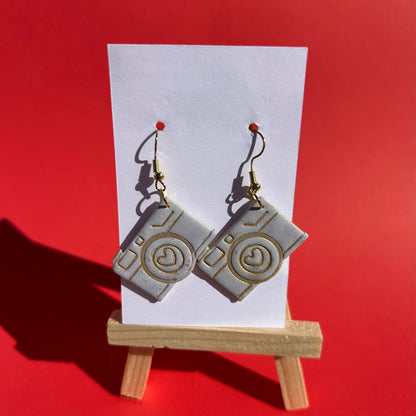 Cute Mini Camera Dangle Earrings, Photographer Gift, Lightweight Statement Jewelry
