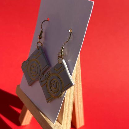 Cute Mini Camera Dangle Earrings, Photographer Gift, Lightweight Statement Jewelry