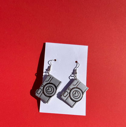 Cute Mini Camera Dangle Earrings, Photographer Gift, Lightweight Statement Jewelry