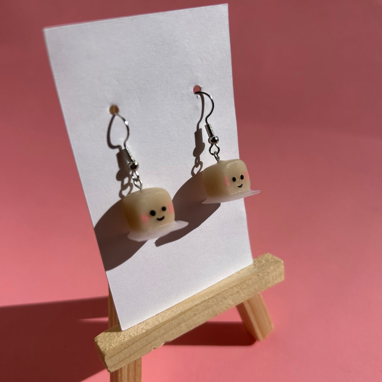 Cute Handmade Polymer Clay Earrings – Smiley Face Melted Ice Cube Design with Rosy Cheeks, Lightweight Jewelry for Women & Teens