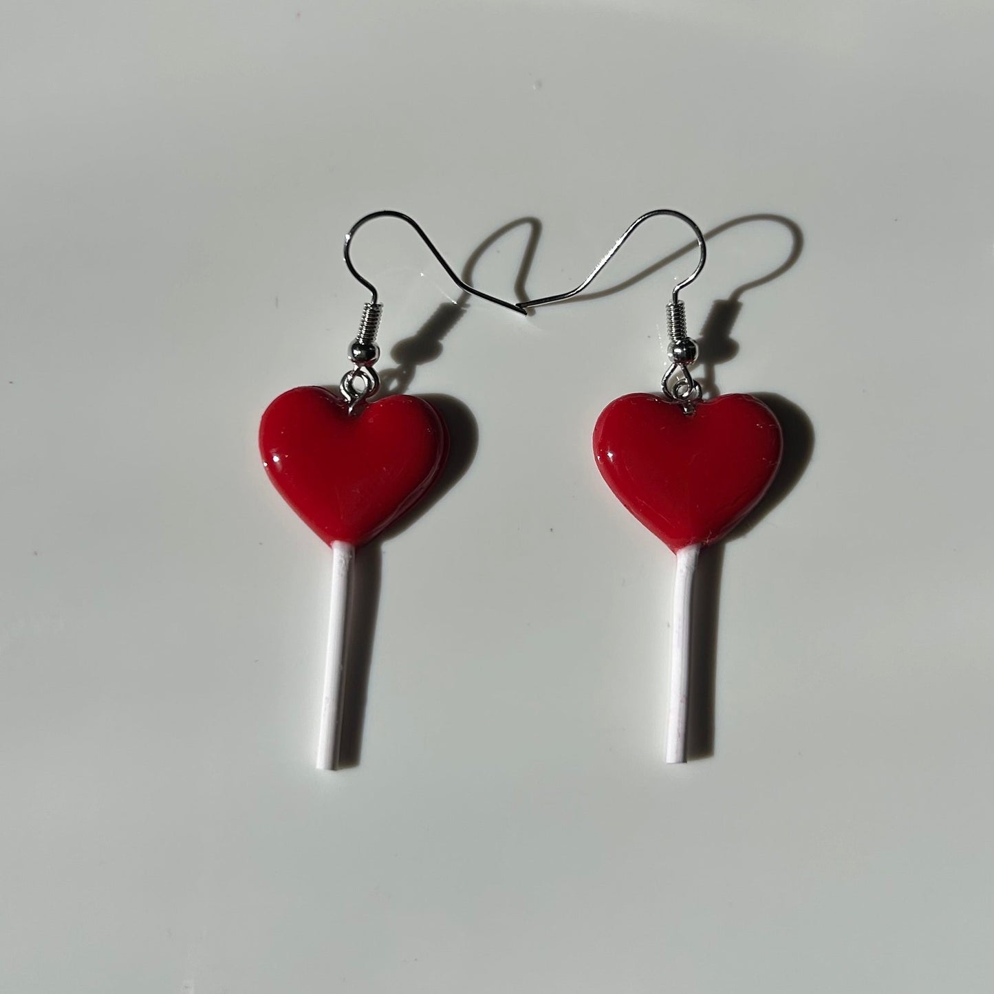 Heart Lollipop Polymer Clay Earrings – Handmade Cute Candy Jewelry