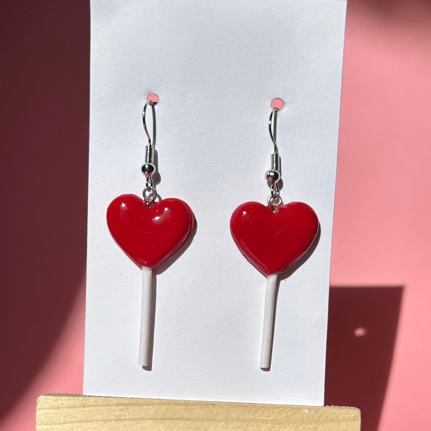 Heart Lollipop Polymer Clay Earrings – Handmade Cute Candy Jewelry