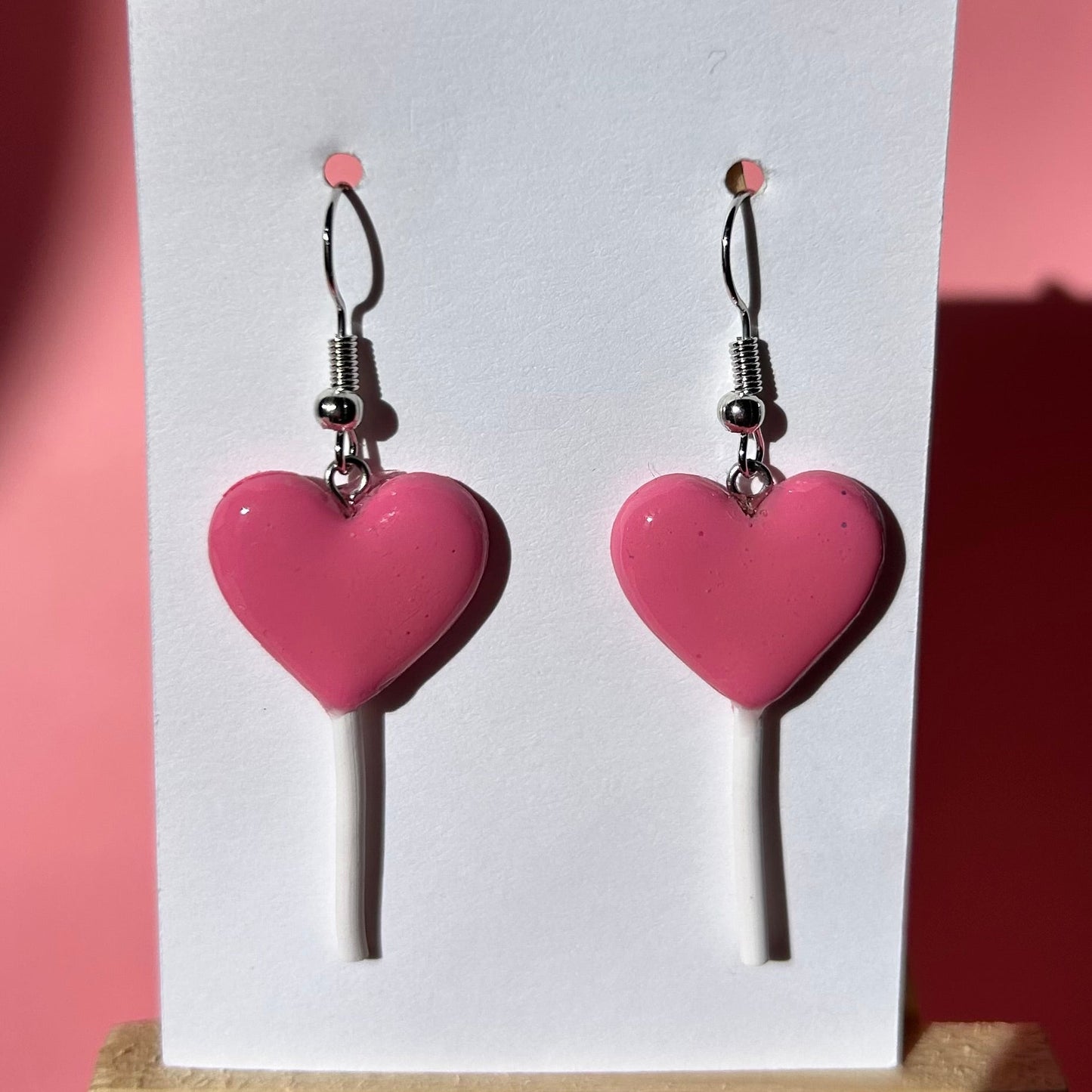 Heart Lollipop Polymer Clay Earrings – Handmade Cute Candy Jewelry