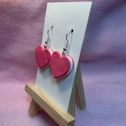 Polymer Clay Heart Macaron Earrings – Handmade Cute Dessert Jewelry for Women & Teens