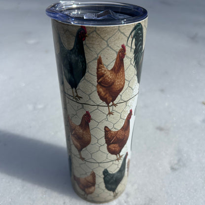 Easily Distracted by Chickens Tumbler Cup – Funny Chicken Stainless Steel Insulated Drinkware