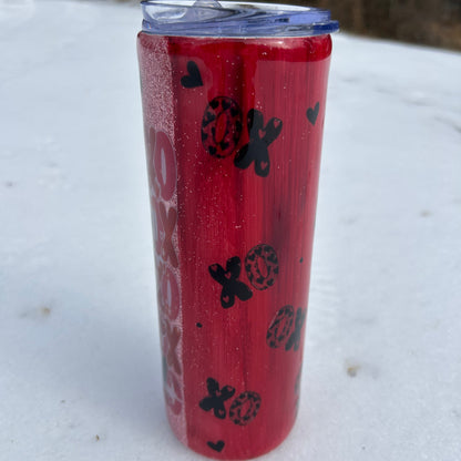 Highland Cow Stainless Steel Tumbler with Lollipop, XO XO Cow Design, Insulated Travel Cup