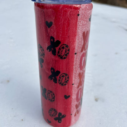 Highland Cow Stainless Steel Tumbler with Lollipop, XO XO Cow Design, Insulated Travel Cup