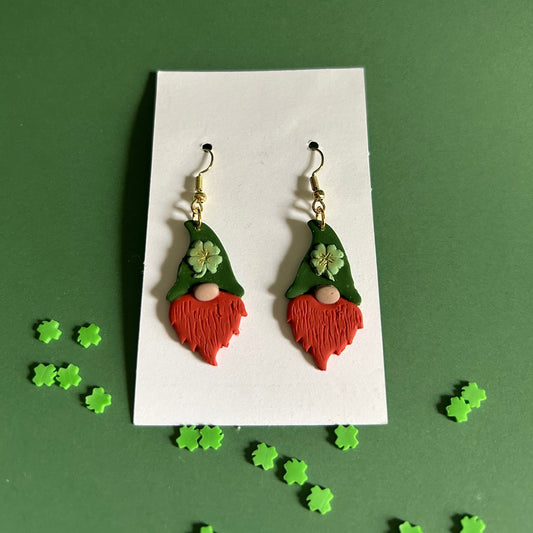 Irish Gnome Dangle Earrings – Handmade St. Patrick’s Day Jewelry for Women