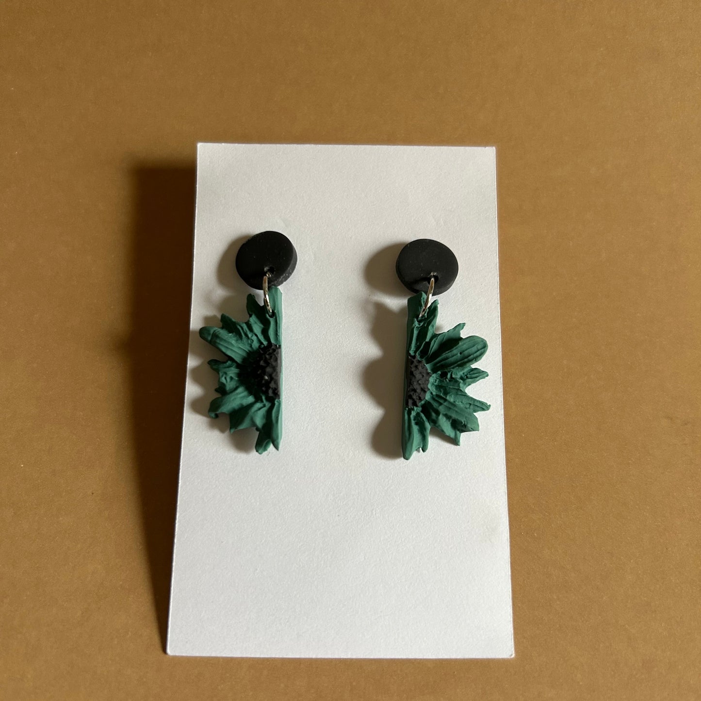 Handmade Polymer Clay Half Flower Dangle Earrings – Lightweight Floral Drop Earrings for Women, Boho Statement Jewelry