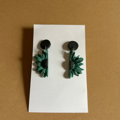 Handmade Polymer Clay Half Flower Dangle Earrings – Lightweight Floral Drop Earrings for Women, Boho Statement Jewelry