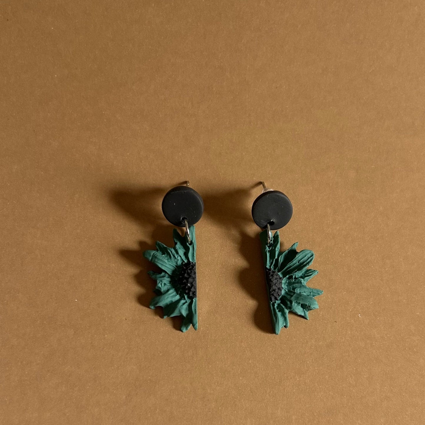 Handmade Polymer Clay Half Flower Dangle Earrings – Lightweight Floral Drop Earrings for Women, Boho Statement Jewelry