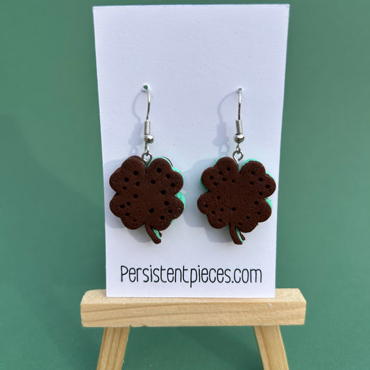 Shamrock Ice Cream Sandwich Polymer Clay Earrings – St. Patrick’s Day Food Jewelry Cute Miniature Dessert Earrings