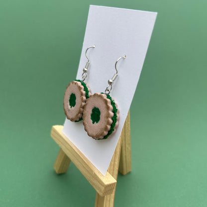 St. Patrick's Day Jam Cookie Earrings - Handmade Clover Polymer Clay Jewelry