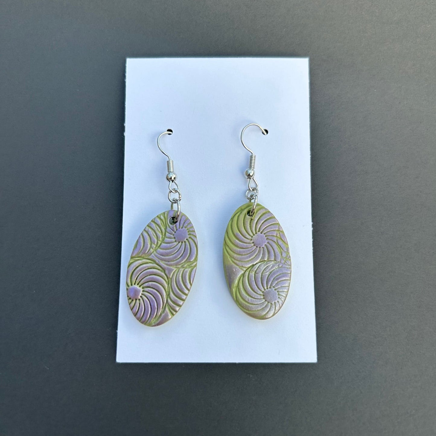 Pastel Spiral Statement Earrings - Handmade Polymer Clay Jewelry