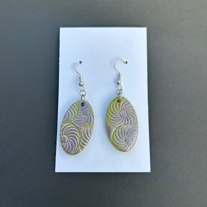 Pastel Spiral Statement Earrings - Handmade Polymer Clay Jewelry
