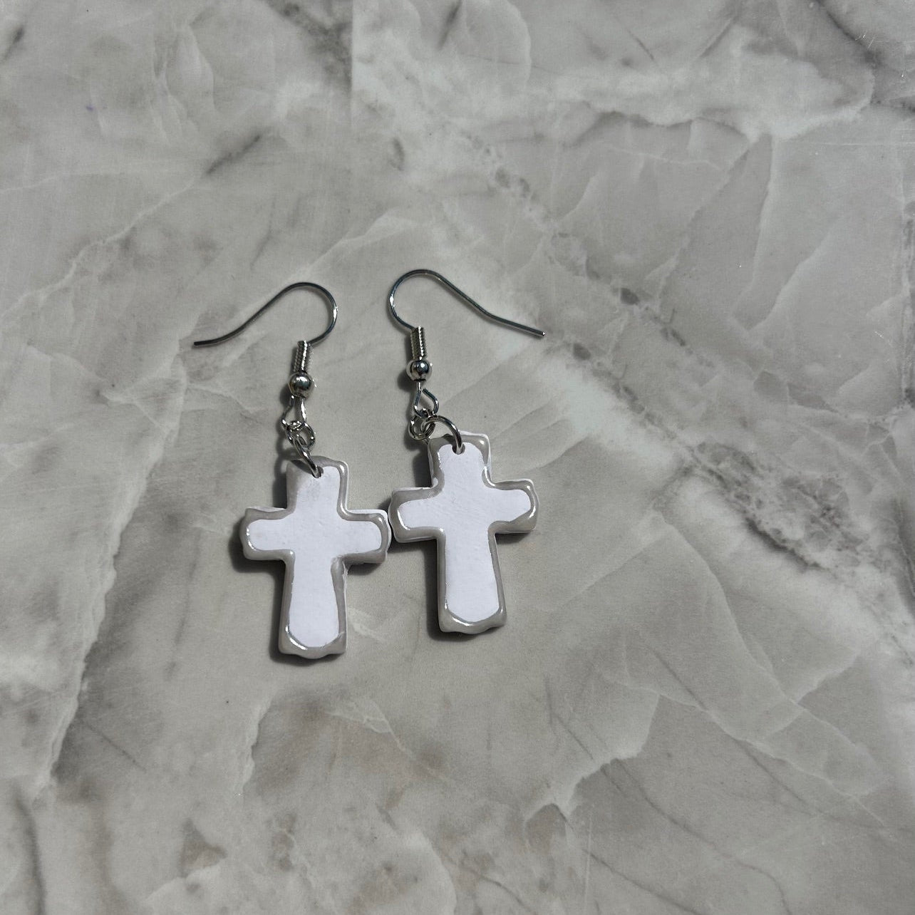 Handmade Polymer Clay Cross Earrings