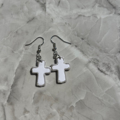 Handmade Polymer Clay Cross Earrings